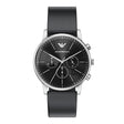 Emporio Armani Men's Chronograph Black Leather Watch