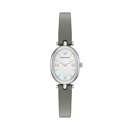 Emporio Armani Women's Sinfonia Two-Hand Gray Leather Watch