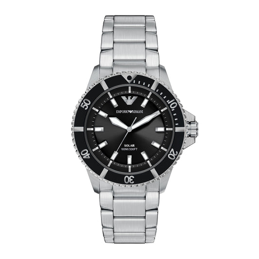 Emporio Armani Men's World Explorer Solar-Powered Three-Hand Stainless Steel Watch