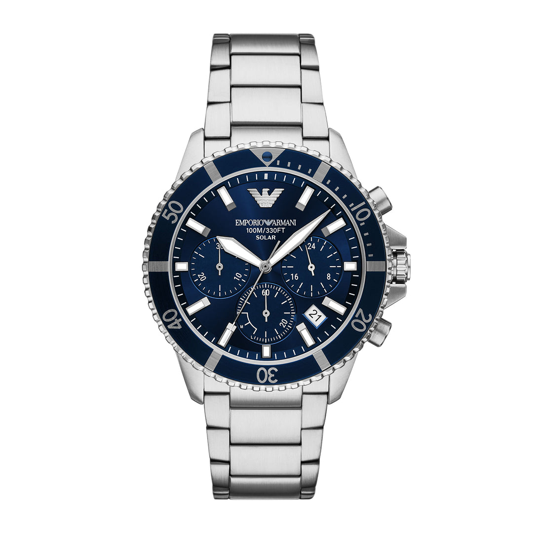 Emporio Armani Men's World Explorer Solar-Powered Chronograph Stainless Steel Watch