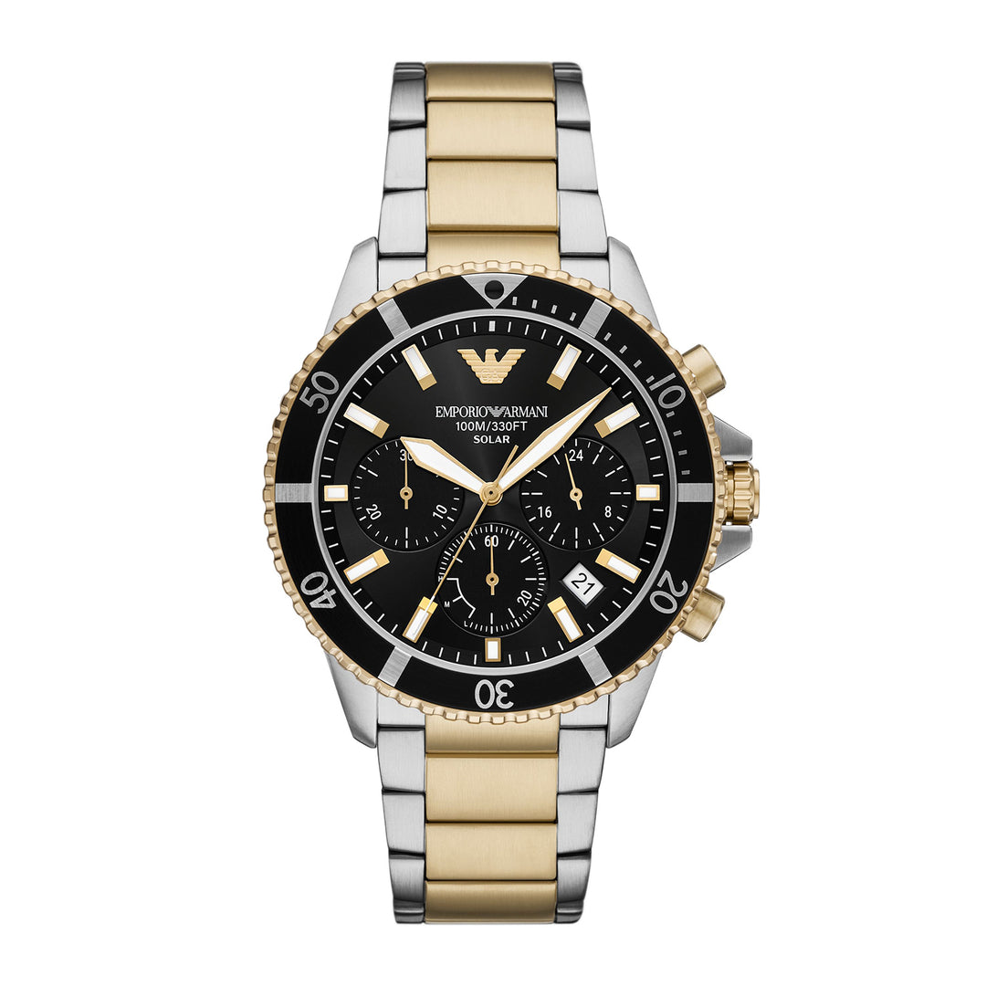 Emporio Armani Men's World Explorer Solar-Powered Chronograph Two-Tone Stainless Steel Watch