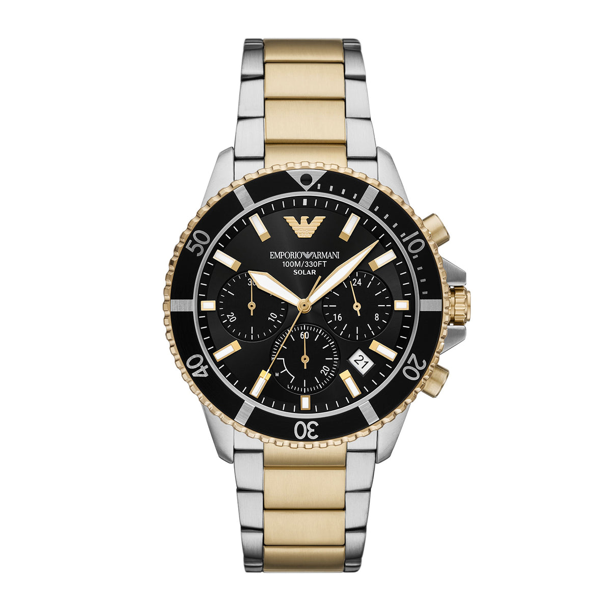 Emporio Armani Men's World Explorer Solar-Powered Chronograph Two-Tone Stainless Steel Watch