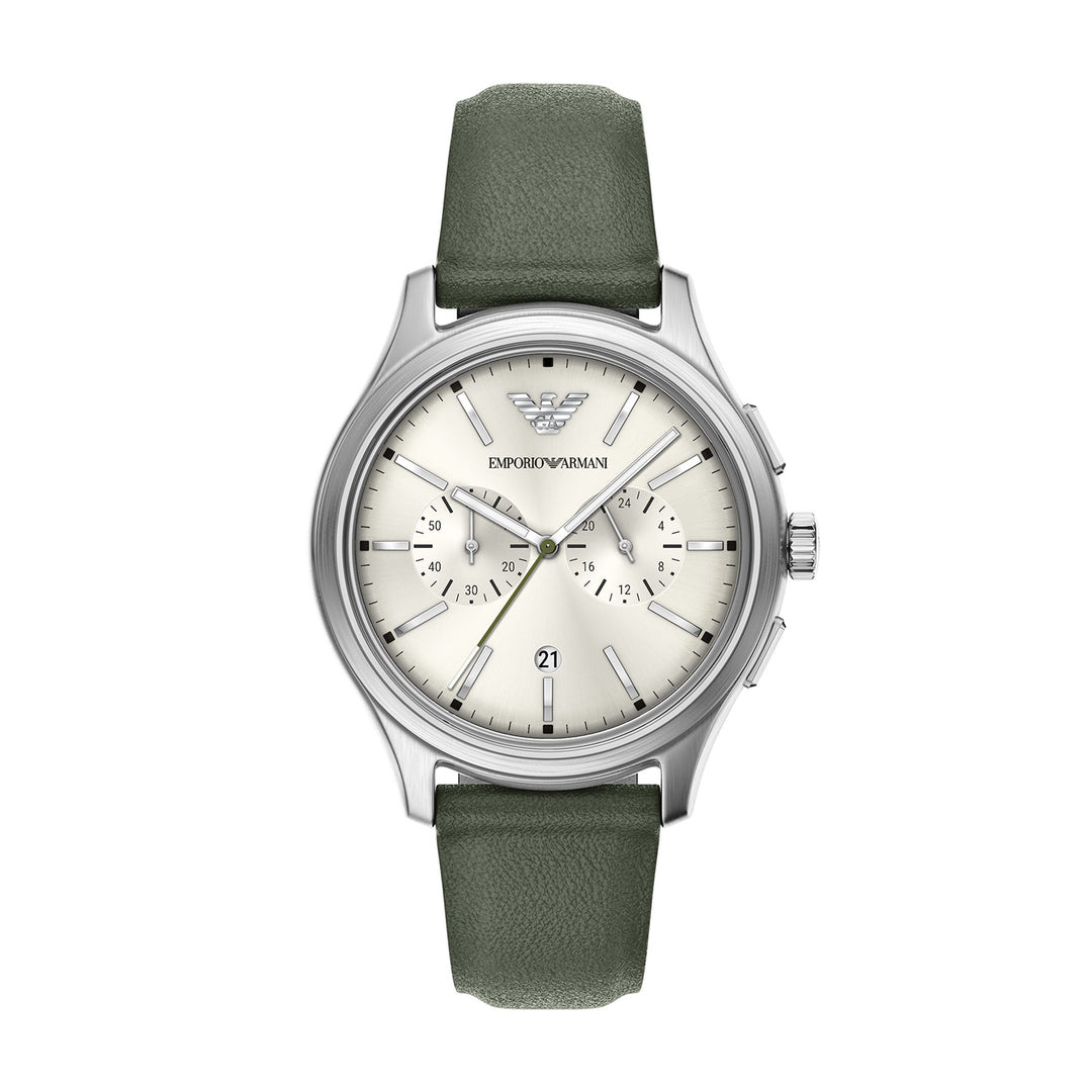 Emporio Armani Men's Chronograph Green Leather Watch