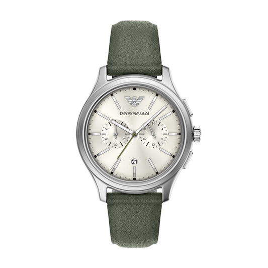Emporio Armani Men's Chronograph Green Leather Watch