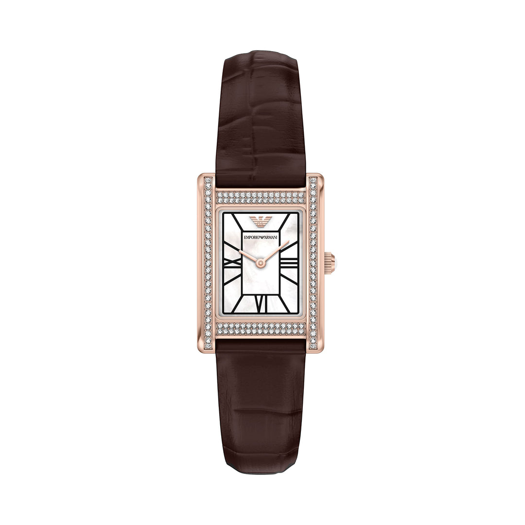 Emporio Armani Women's Two-Hand Brown Leather Watch