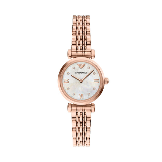 Emporio Armani Women's Two-Hand Rose Gold-Tone Stainless Steel Watch