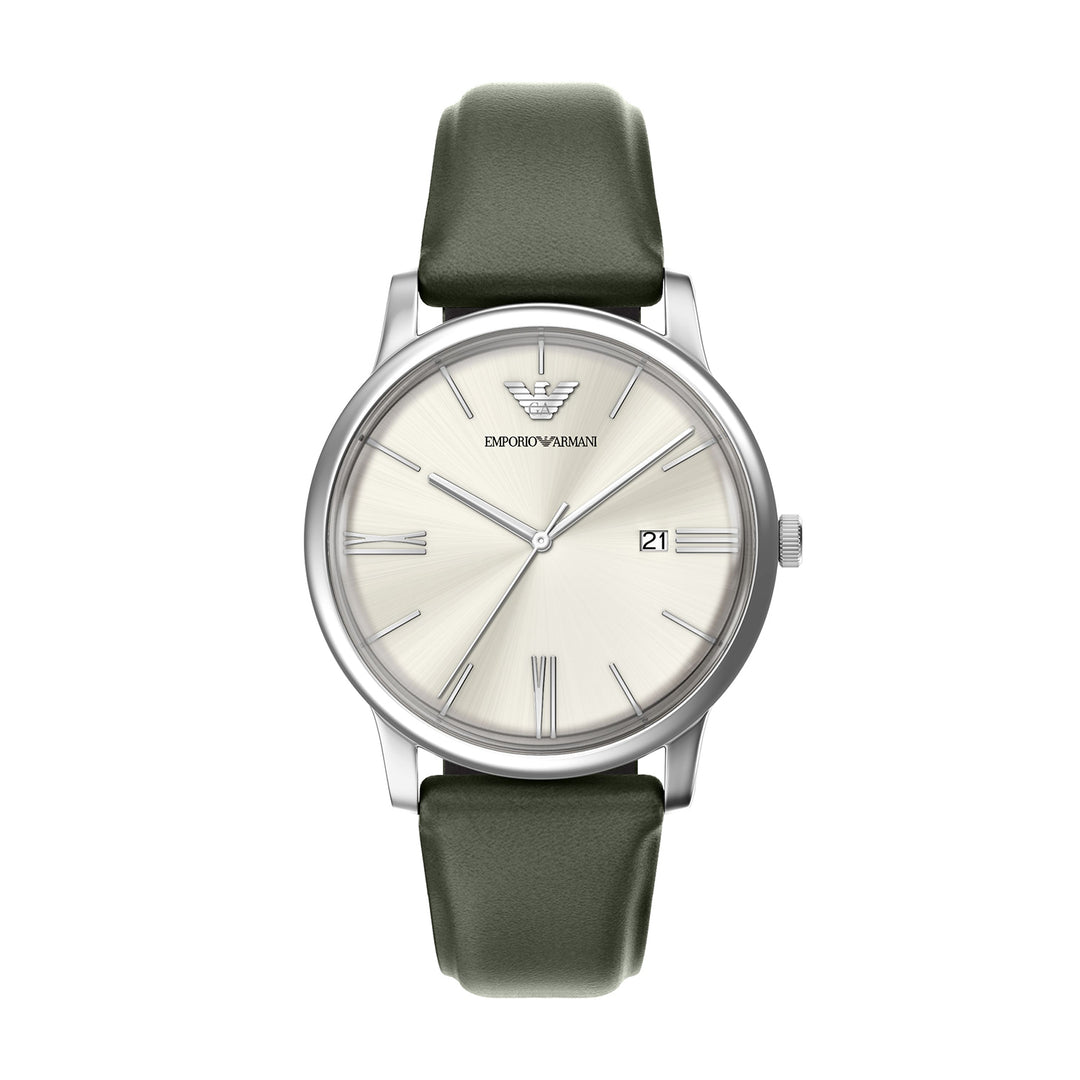 Emporio Armani Men's Three-Hand Date Green Leather Watch