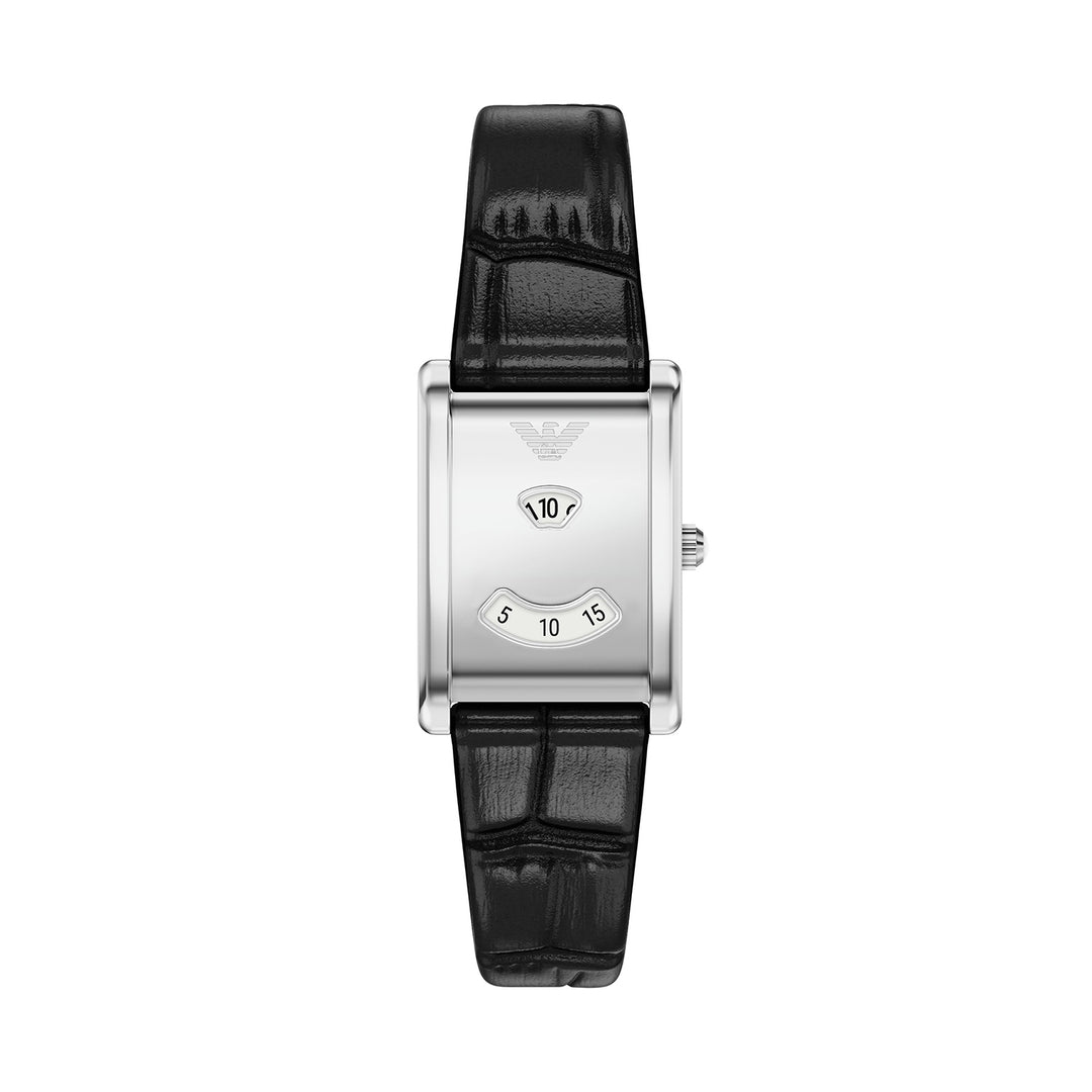 Emporio Armani Women's Two-Hand Black Leather Watch