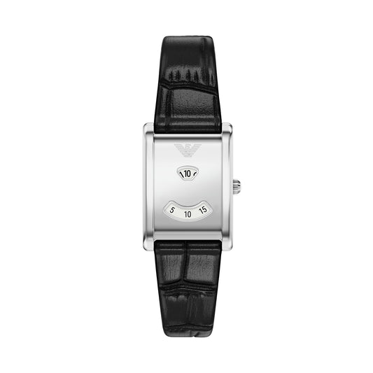 Emporio Armani Women's Two-Hand Black Leather Watch