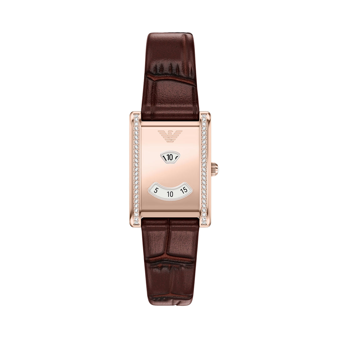 Emporio Armani Women's Two-Hand Brown Leather Watch