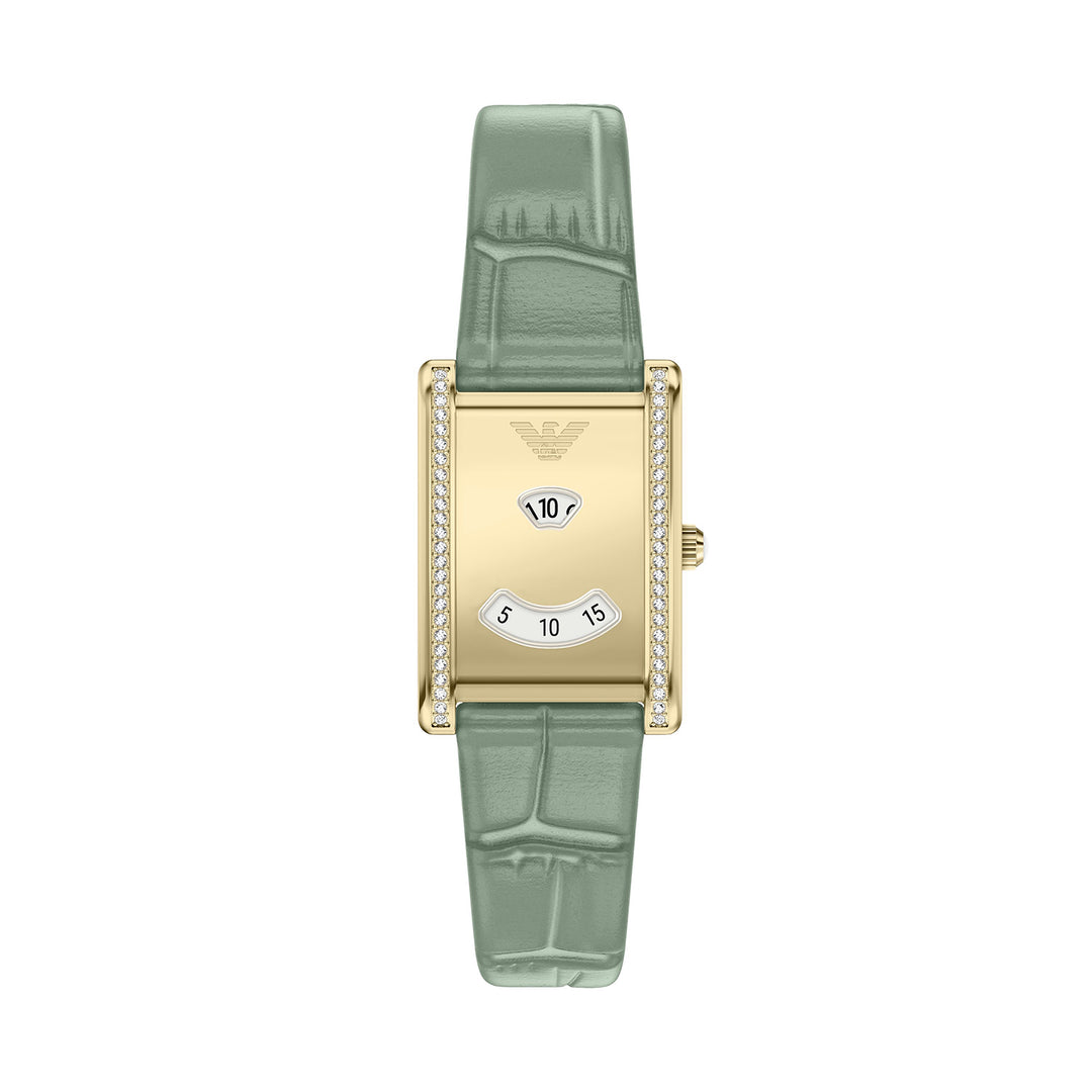 Emporio Armani Women's Two-Hand Green Leather Watch