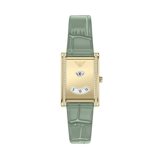 Emporio Armani Women's Two-Hand Green Leather Watch