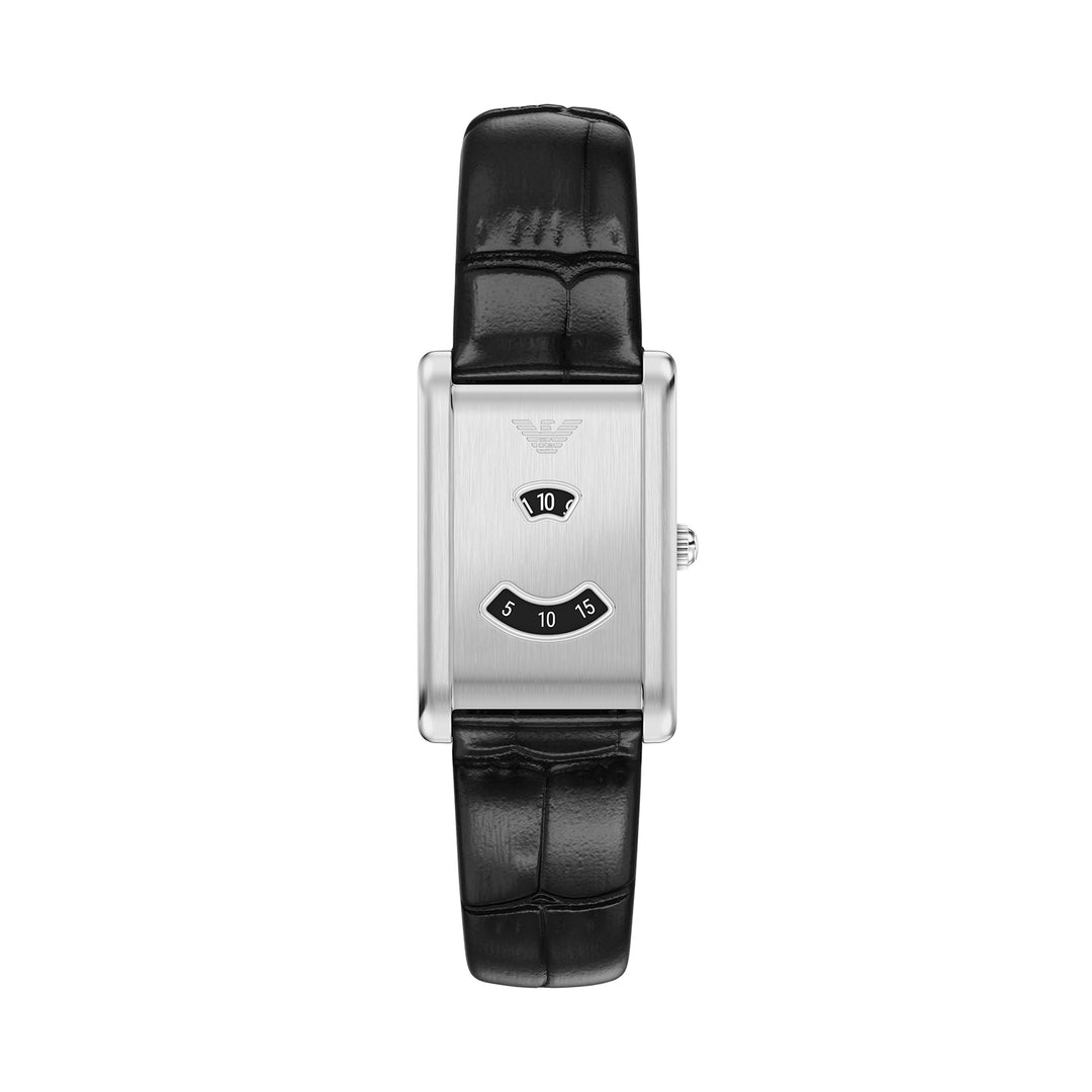 Emporio Armani Men's Two-Hand Black Leather Watch
