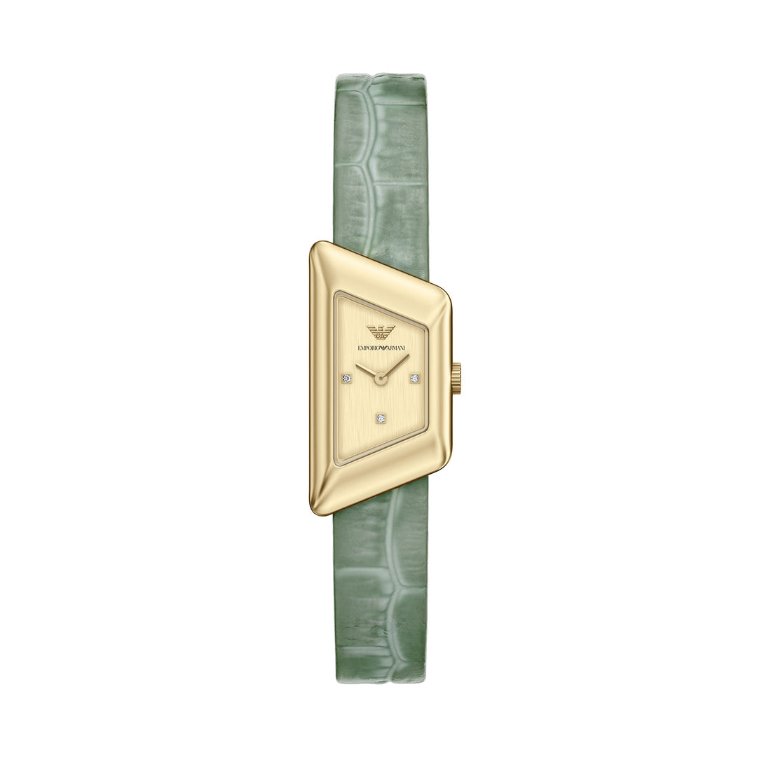 Emporio Armani Women's Two-Hand Green Leather Watch
