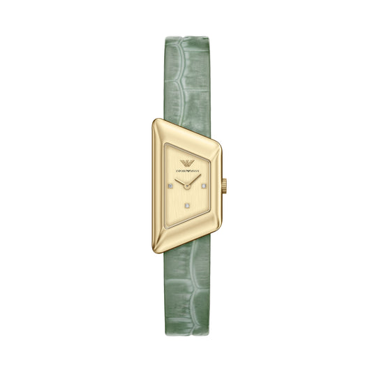 Emporio Armani Women's Two-Hand Green Leather Watch