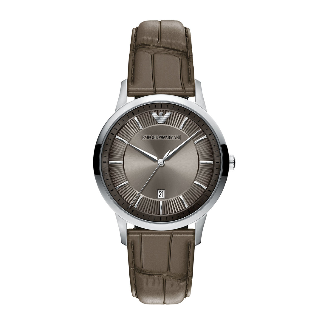 Emporio Armani Men's Archetipo Three-Hand Date Gray Leather Watch