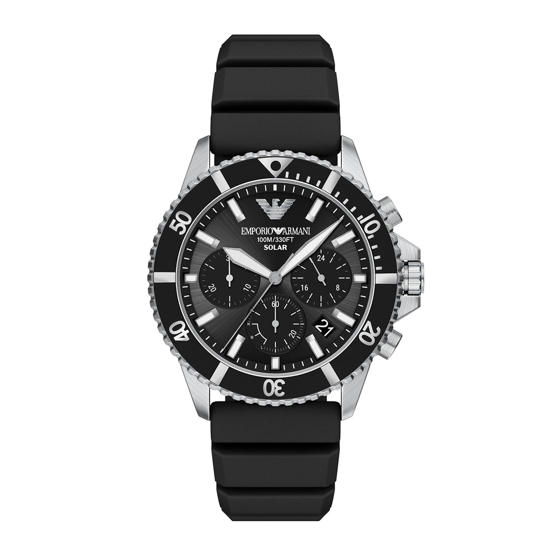 Emporio Armani Men's World Explorer Chronograph Black Silicone Watch