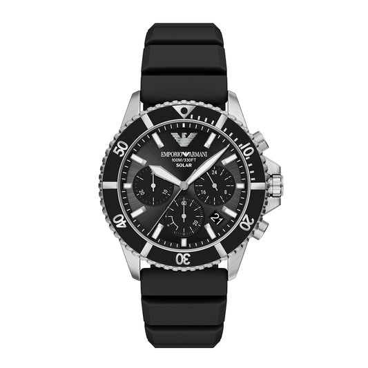 Emporio Armani Men's World Explorer Chronograph Black Silicone Watch