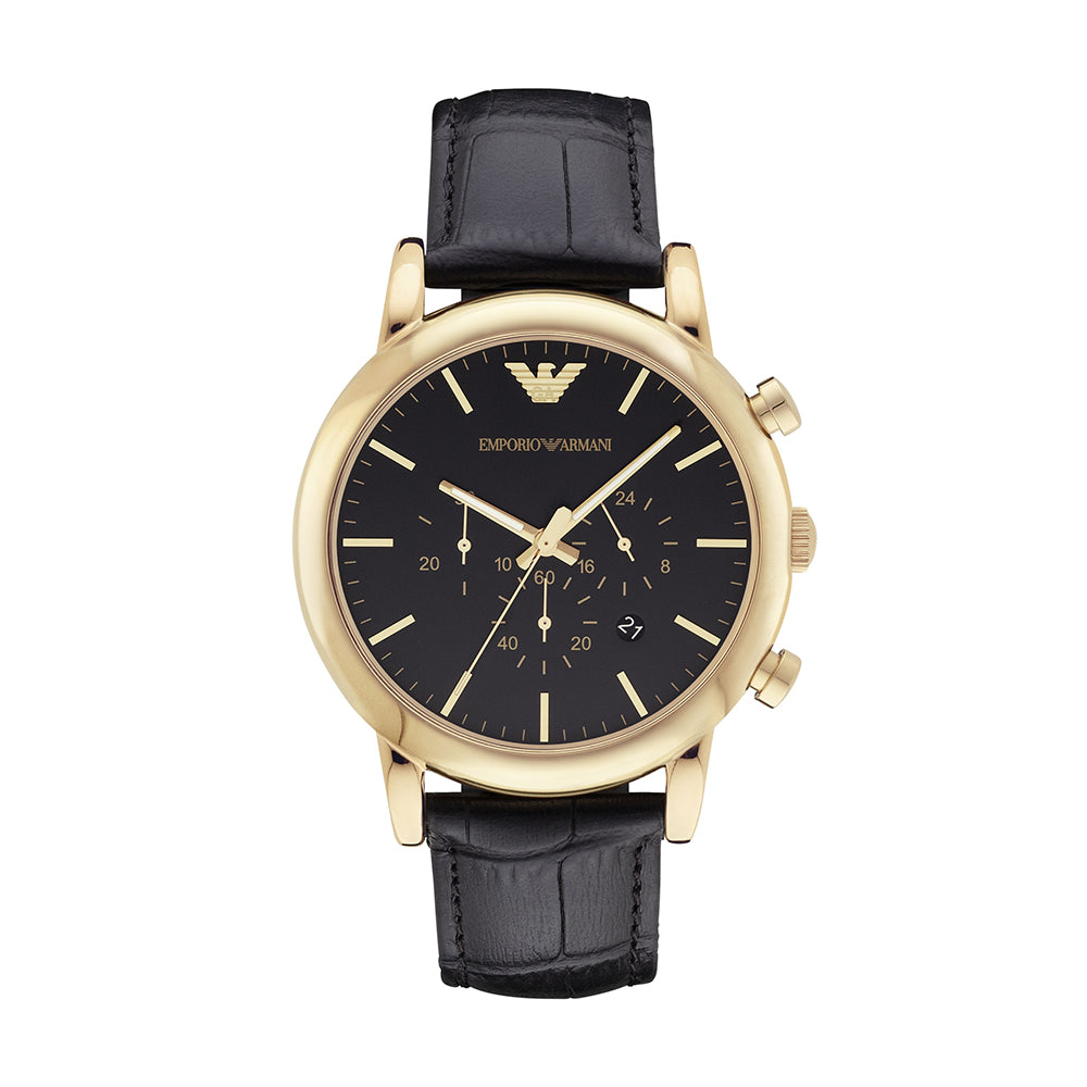 Emporio Armani Men's Chronograph Black Leather Watch - AR1917