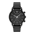 Emporio Armani Men Chronograph Black Leather Watch