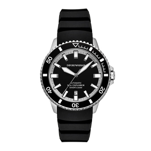 Emporio Armani Men's Sea Explorer Automatic Black Silicone Watch