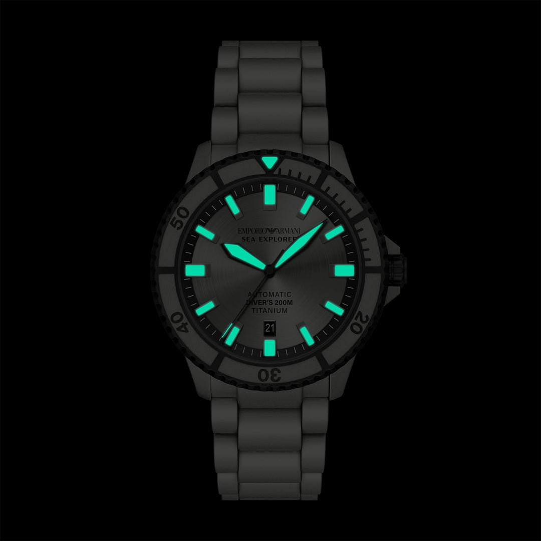 Emporio Armani Men's Sea Explorer Automatic Three-Hand Date Titanium Watch
