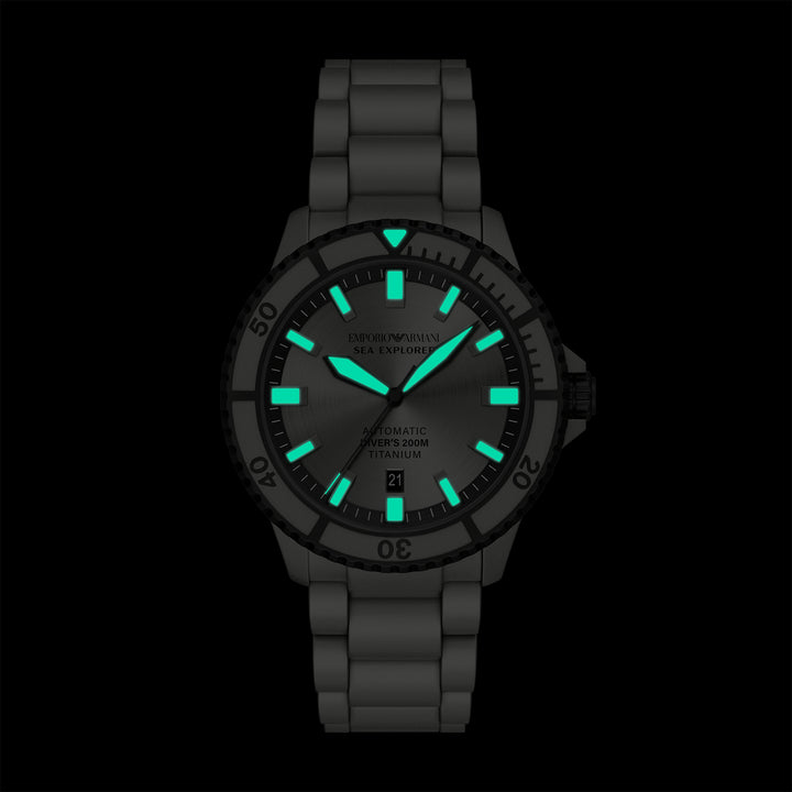 Emporio Armani Men's Sea Explorer Automatic Three-Hand Date Titanium Watch