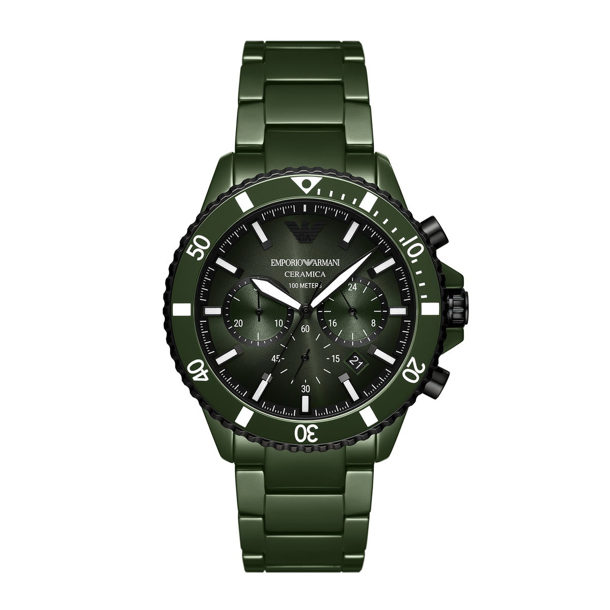 Emporio Armani Men's World Explorer Chronograph, Green Ceramic Watch - AR70011