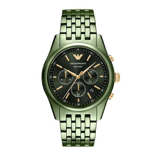 Emporio Armani Men's Chronograph Green Ceramic Watch