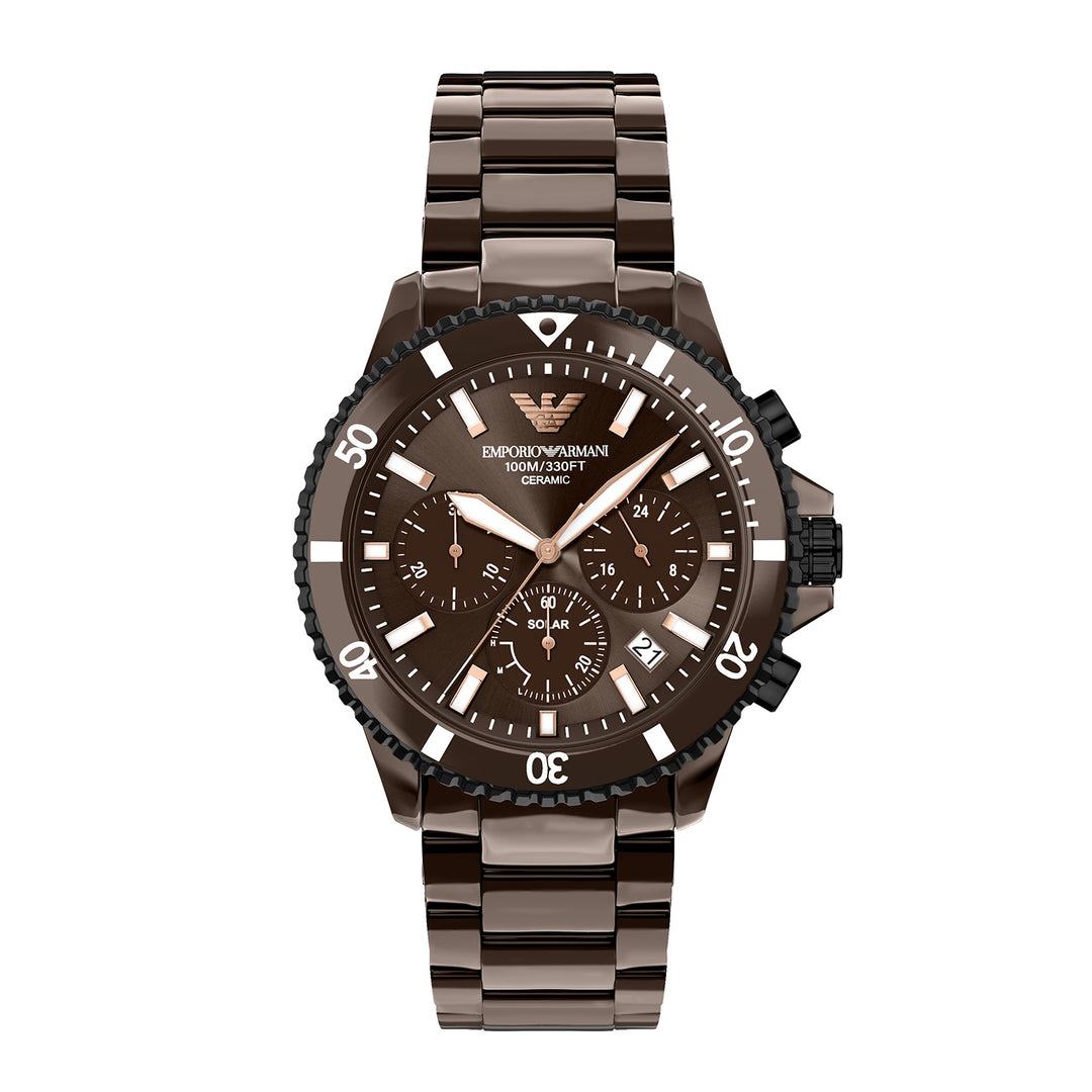 Emporio Armani World Explorer Men's Chronograph Brown Ceramic Watch