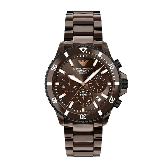 Emporio Armani World Explorer Men's Chronograph Brown Ceramic Watch