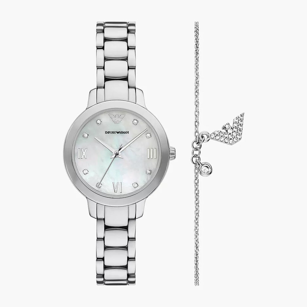 Emporio Armani Three-Hand Stainless Steel Watch and Bracelet Set - AR80071SET