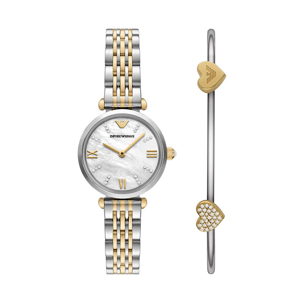 Emporio Armani Two-Hand Two-Tone Stainless Steel Watch and Bracelet Set - AR80078SET