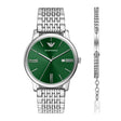 Emporio Armani Men's Three-Hand Date Stainless Steel Watch and Bracelet Set