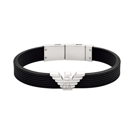 Emporio Armani Men's Black Silicone ID Bracelet