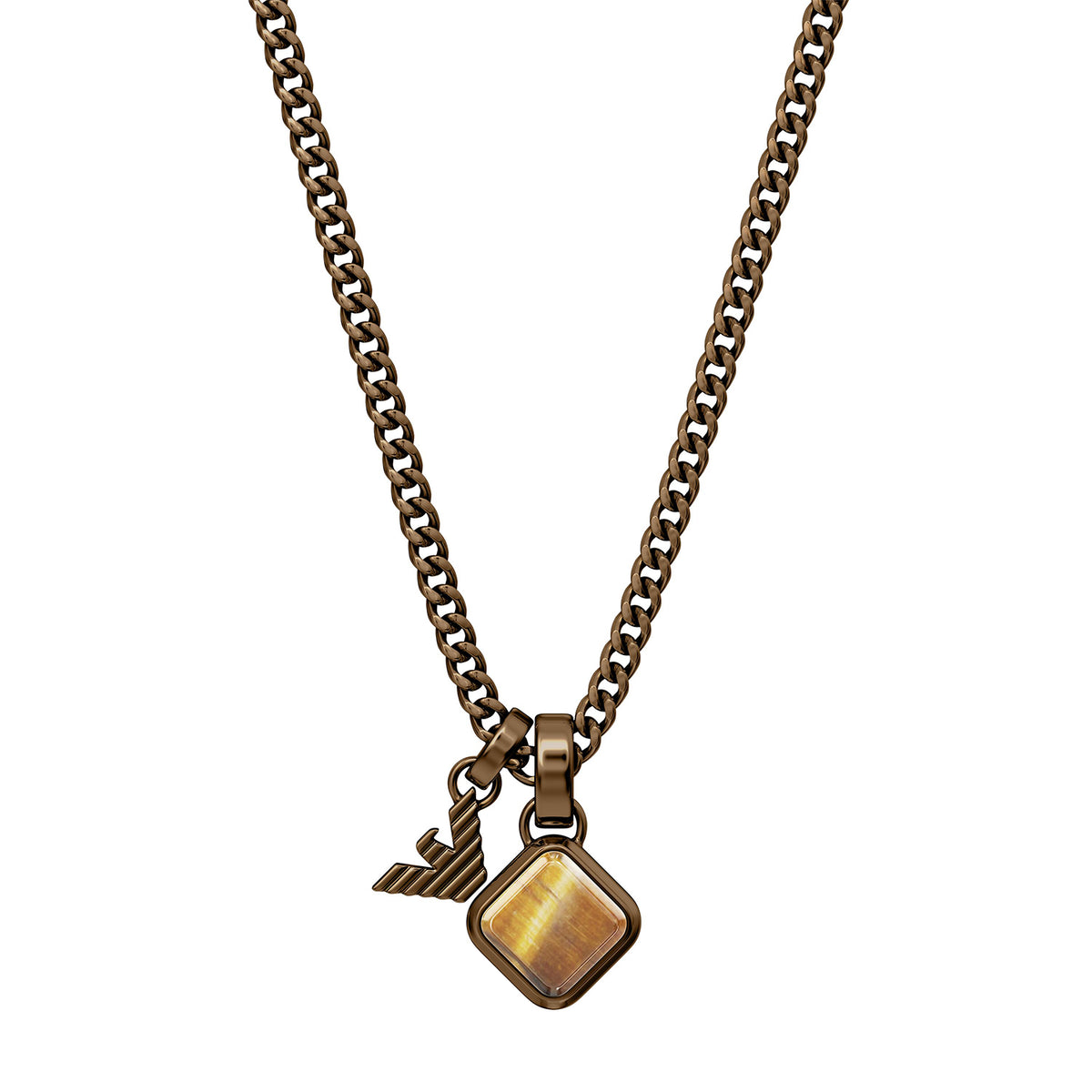 Emporio Armani Men's Tiger's Eye Pendant Necklace
