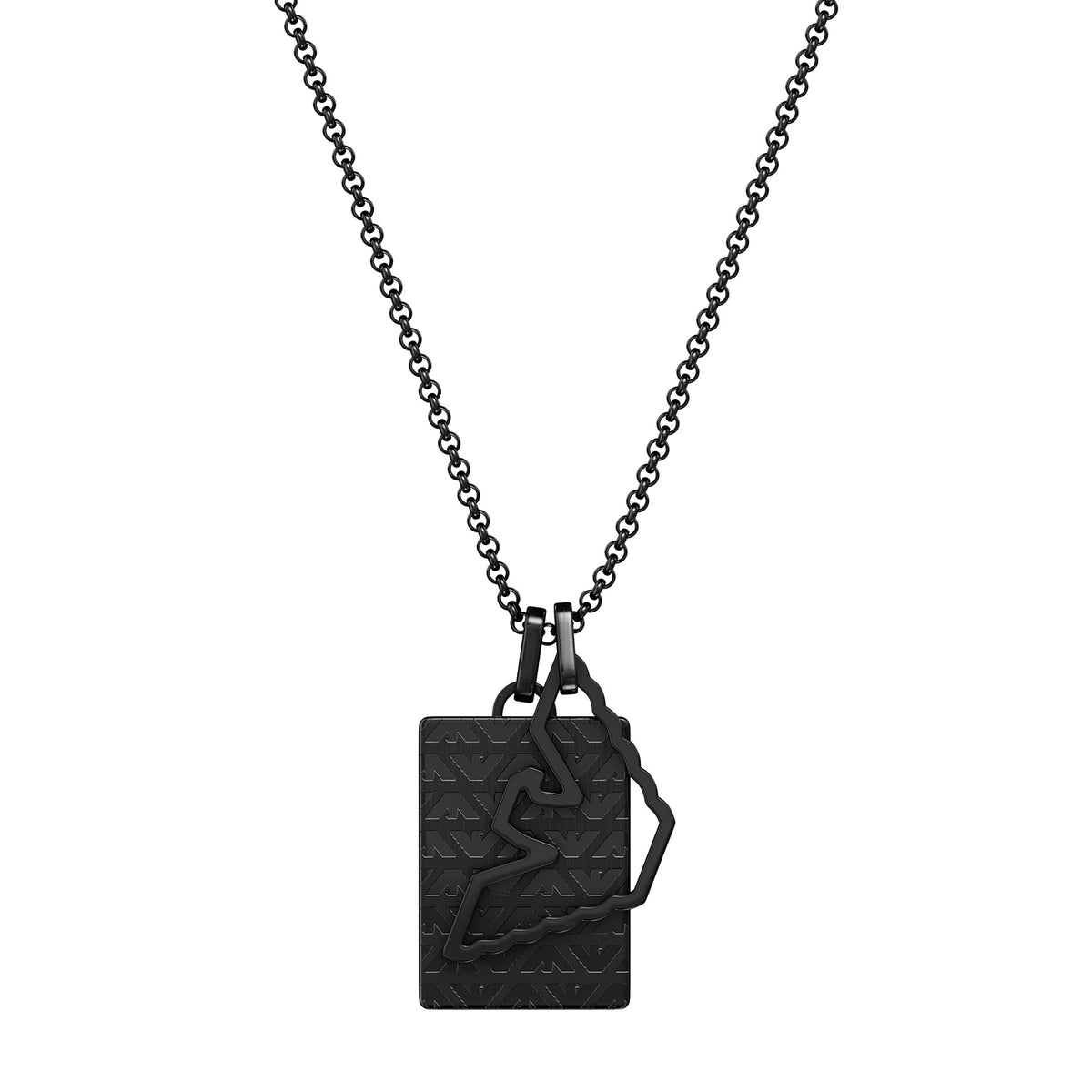 Emporio Armani Men's Black Stainless Steel Dog Tag Necklace