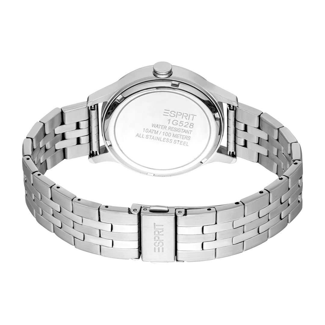 ESPRIT Men Watch, Silver Color Case, Dark Blue Dial, Stainless Steel Metal Bracelet, 3 Hands Date, 10 ATM