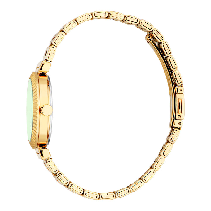 ESPRIT Women Watch, Gold Color Case, Green Dial, Gold Color Metal Bracelet, 3 Hands, 3 ATM