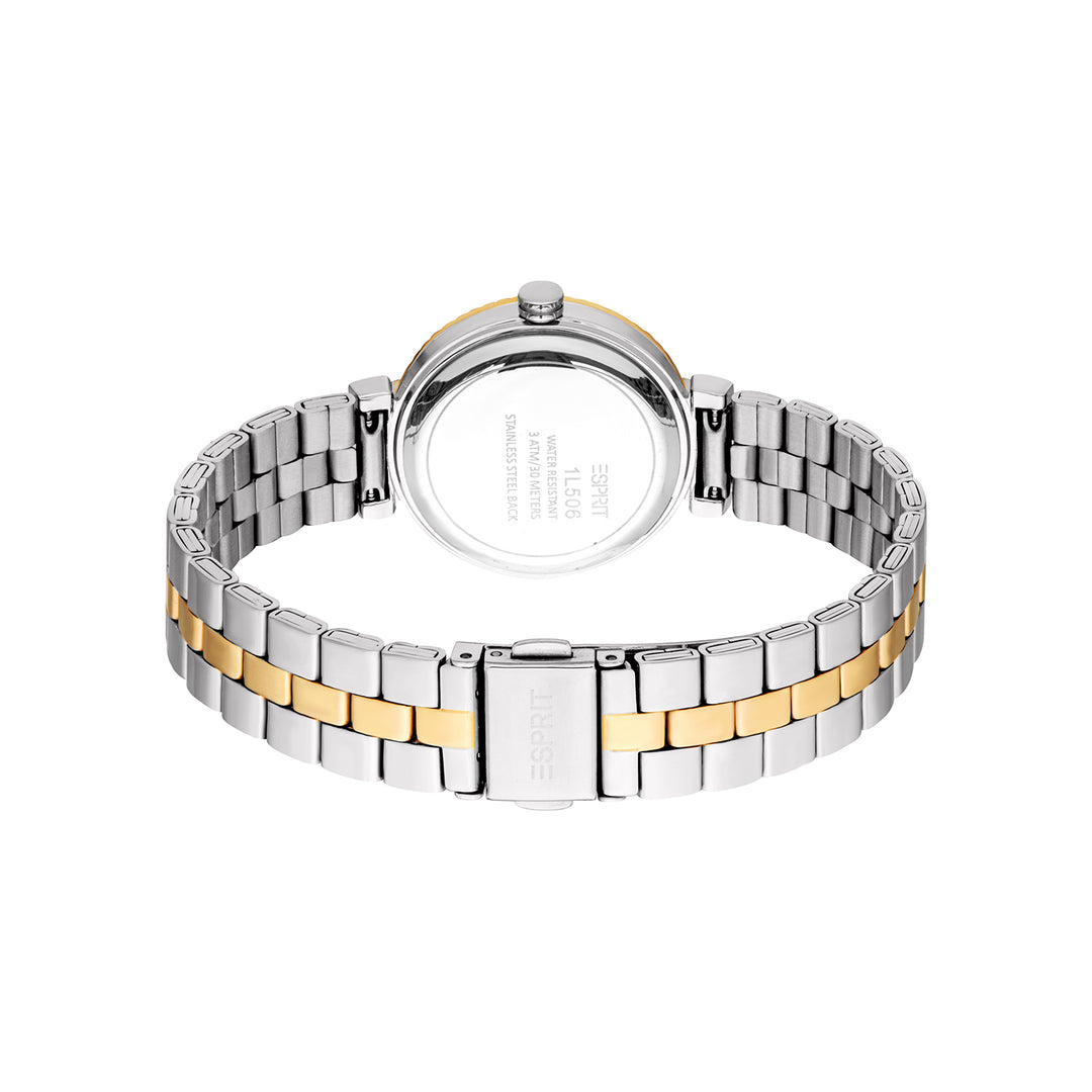 ESPRIT Women Watch, Two Tone Silver & Gold Color Case, Champagne Dial, Two Tone Silver & Gold Color Metal Bracelet, 3 Hands, 3 ATM