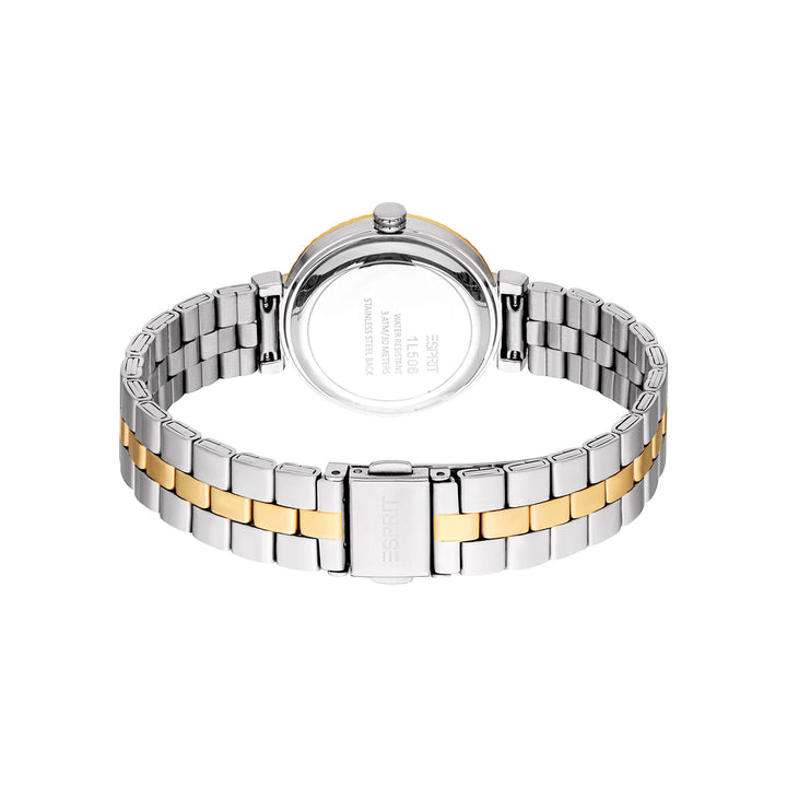ESPRIT Women Watch, Two Tone Silver & Gold Color Case, Champagne Dial, Two Tone Silver & Gold Color Metal Bracelet, 3 Hands, 3 ATM