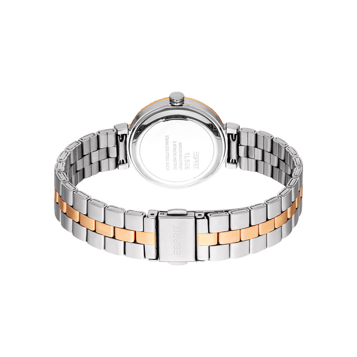 ESPRIT Women Watch, Two Tone Silver & Rose Gold Color Case, Rose Gold Dial, Two Tone Silver & Rose Gold Color Metal Bracelet, 3 Hands, 3 ATM