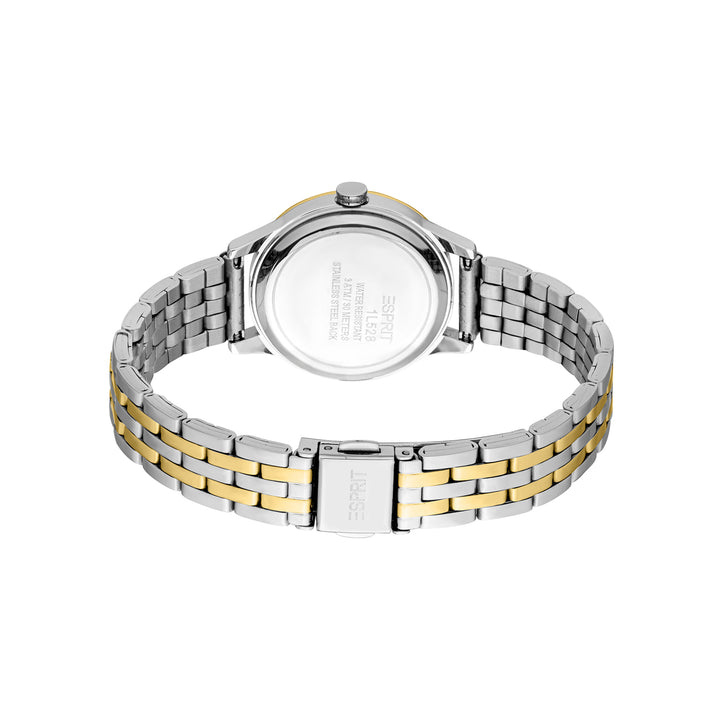 ESPRIT Women Watch, Two Tone Silver & Gold Color Case, Silver Dial, Two Tone Silver & Gold Color Metal Bracelet, 3 Hands, 3 ATM