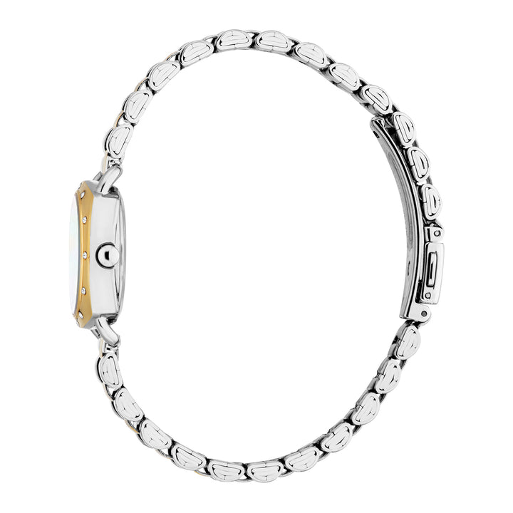ESPRIT Women Watch, Two Tone Silver & Gold Color Case, White MOP Dial, Two Tone Silver & Gold Color Metal Bracelet, 3 Hands, 3 ATM