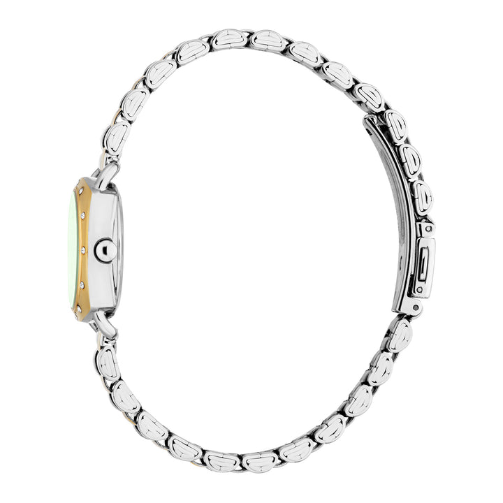ESPRIT Women Watch, Two Tone Silver & Gold Color Case, Dark Green Dial, Two Tone Silver & Gold Color Metal Bracelet, 3 Hands, 3 ATM