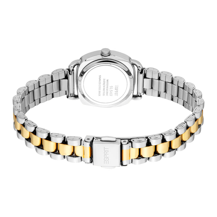 ESPRIT Women Watch, Two Tone Silver & Gold Color Case, Dark Green Dial, Two Tone Silver & Gold Color Metal Bracelet, 3 Hands, 3 ATM