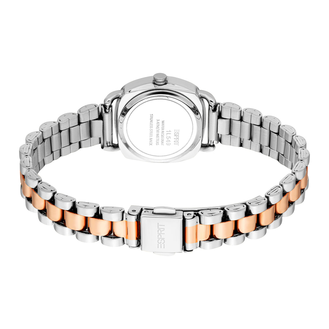 ESPRIT Women Watch, Two Tone Silver & Rose Gold Color Case, White MOP Dial, Two Tone Silver & Rose Gold Color Metal Bracelet, 3 Hands, 3 ATM