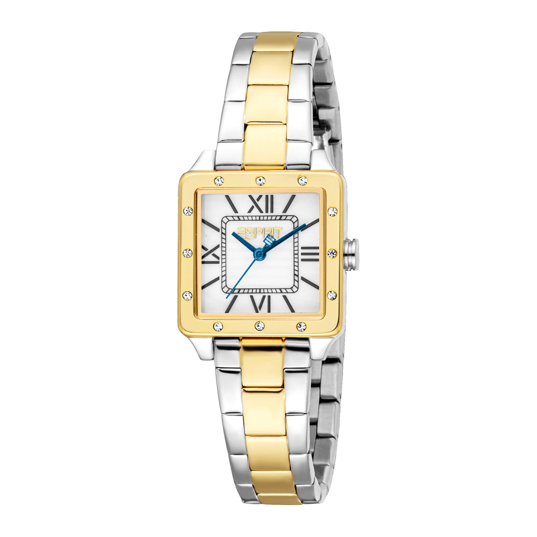 ESPRIT Women Watch, Two Tone Silver & Gold Color Case, White MOP Dial, Two Tone Silver & Gold Color Metal Bracelet, 3 Hands, 3 ATM