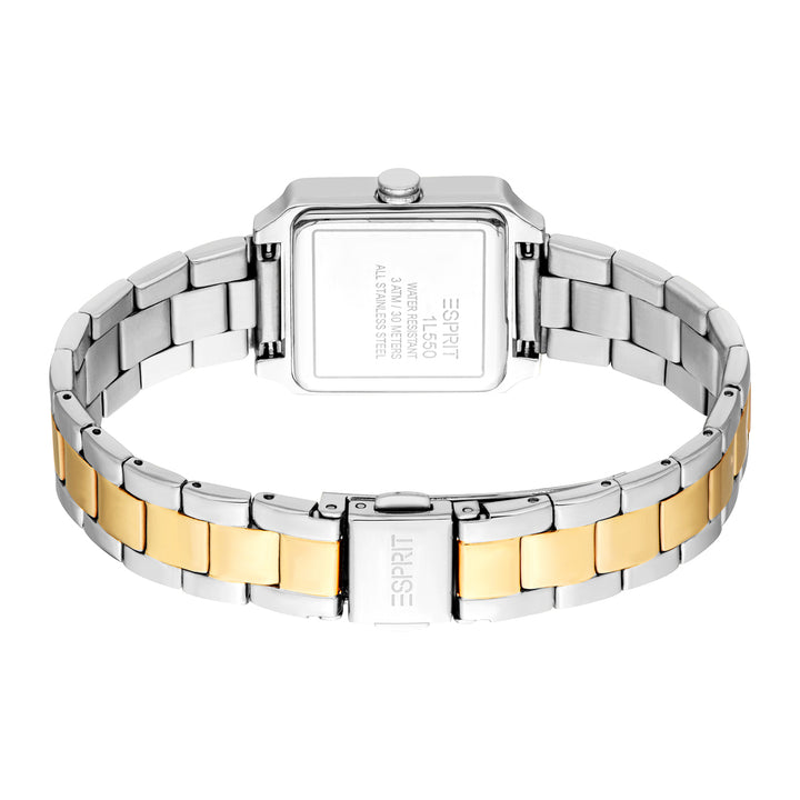 ESPRIT Women Watch, Two Tone Silver & Gold Color Case, White MOP Dial, Two Tone Silver & Gold Color Metal Bracelet, 3 Hands, 3 ATM
