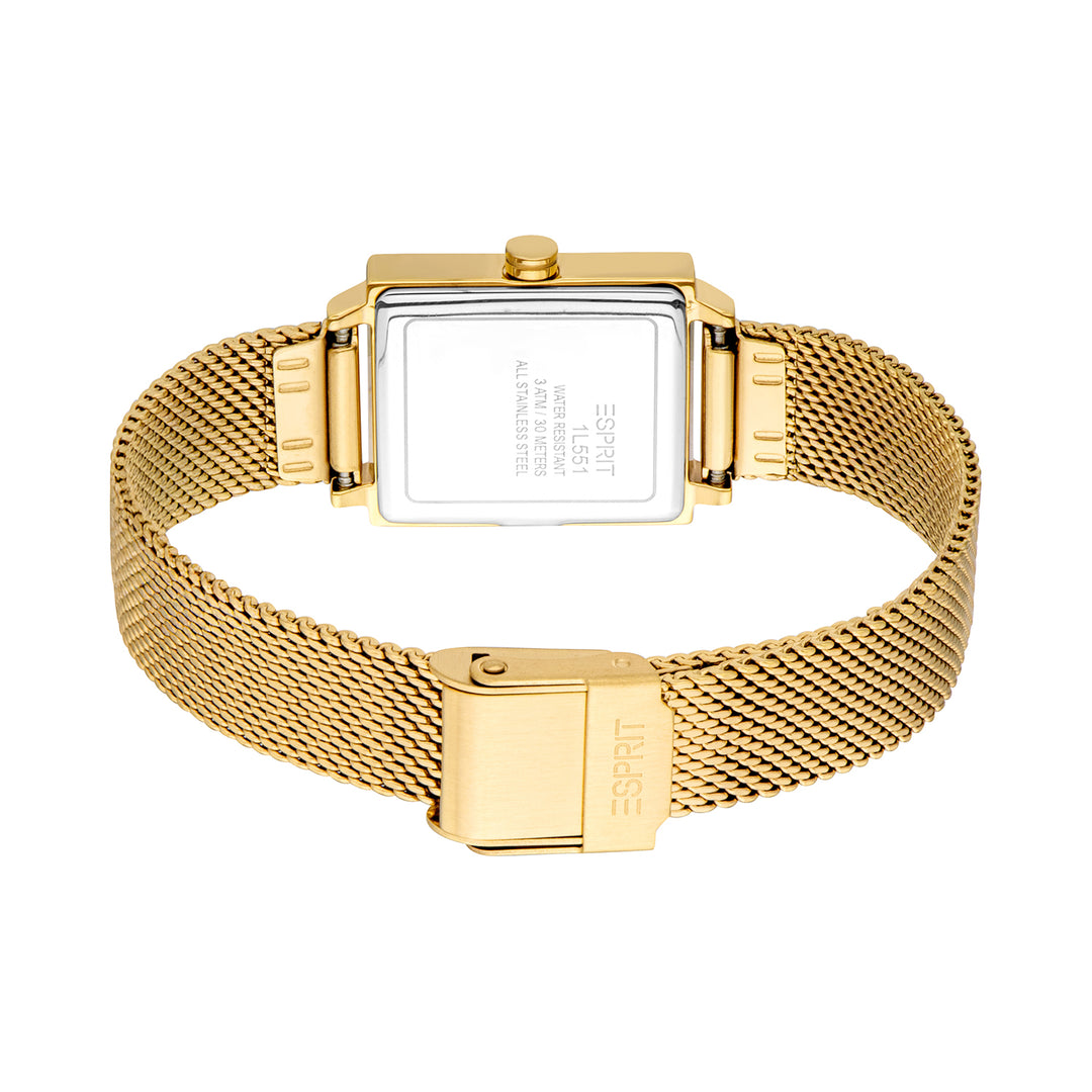ESPRIT Women Watch, Gold Color Case, Silver Dial, Gold Color Mesh Bracelet, 2 Hands, 3 ATM